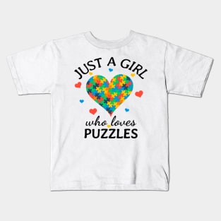 Just a Girl Who Loves puzzles Gift Kids T-Shirt